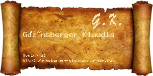 Günsberger Klaudia névjegykártya