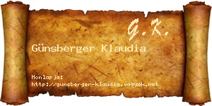 Günsberger Klaudia névjegykártya